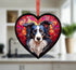 Border Collie Longhaired Stained Glass Effect Heart Suncatcher